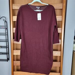 NWT Vince Burgundy Wool Blend Sheath Dress, Sz S